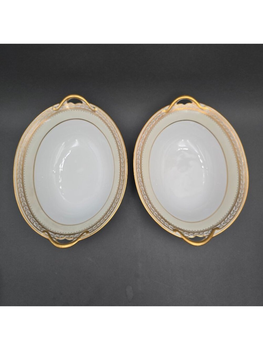 Antique Noritake Chanfaire Oval Vegetable Bowl Set 2 Hand Painted Art Deco